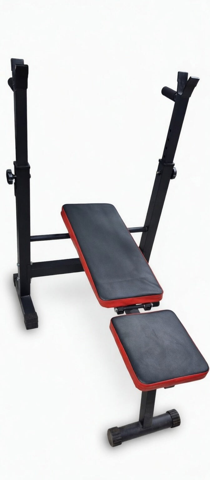 Adjustable Weight Bench with Weights Rack โ All-in-One Home Gym Solution