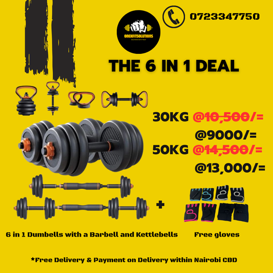 6-in-1 Multifunctional Adjustable Weights Set Plus Free Gloves