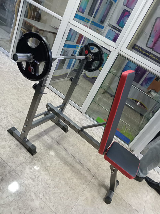 Adjustable Weight Bench with Weights Rack – All-in-One Home Gym Solution