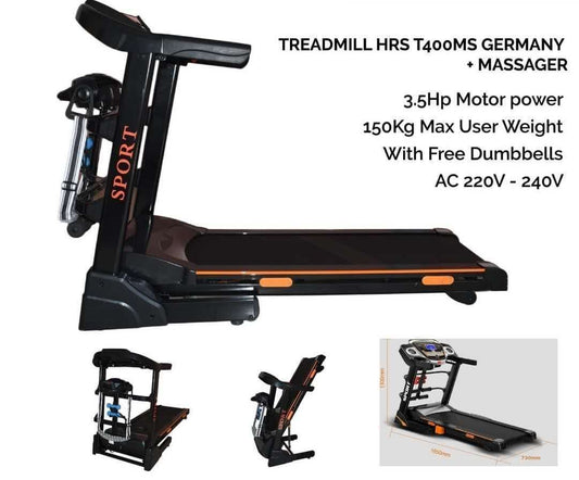 Electric Auto Incline Treadmill – With Dumbbells & Massager Belt