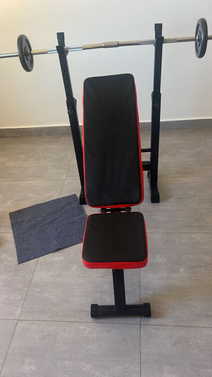 Adjustable Weight Bench with Weights Rack – All-in-One Home Gym Solution